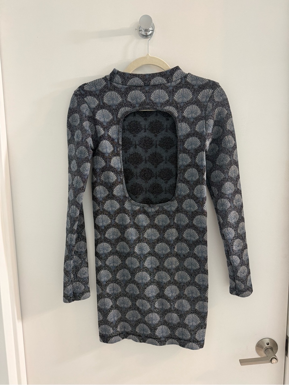 Zara Black, Gray, and Blue Sparkle Dress with Open Back